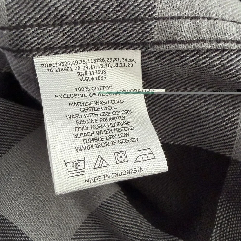 Levi’s Buffalo Plaid Flannel Shirt Gray Black Button Up Men’s XXL 2XL Longsleeve